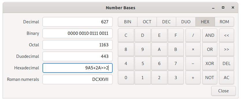 Convert Number Bases Dialog